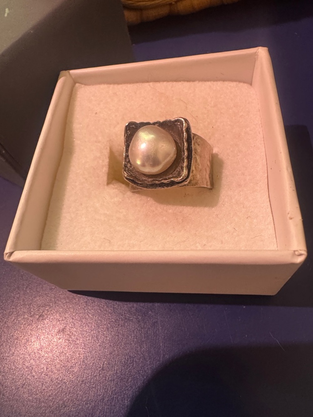 Silpada Sterling Silver Ring with White Pearl Accent